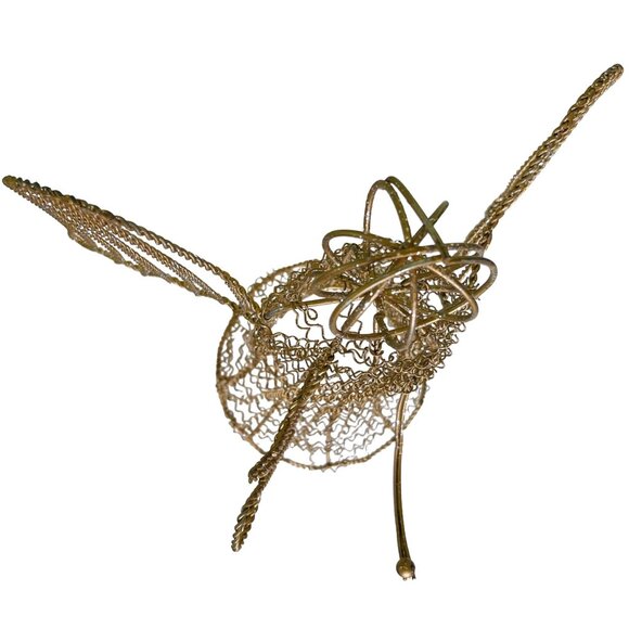 Christmas Angel Sculpture Gold Wire Figurine Holiday Decor Abstract Art 12" x 9" - Picture 7 of 8